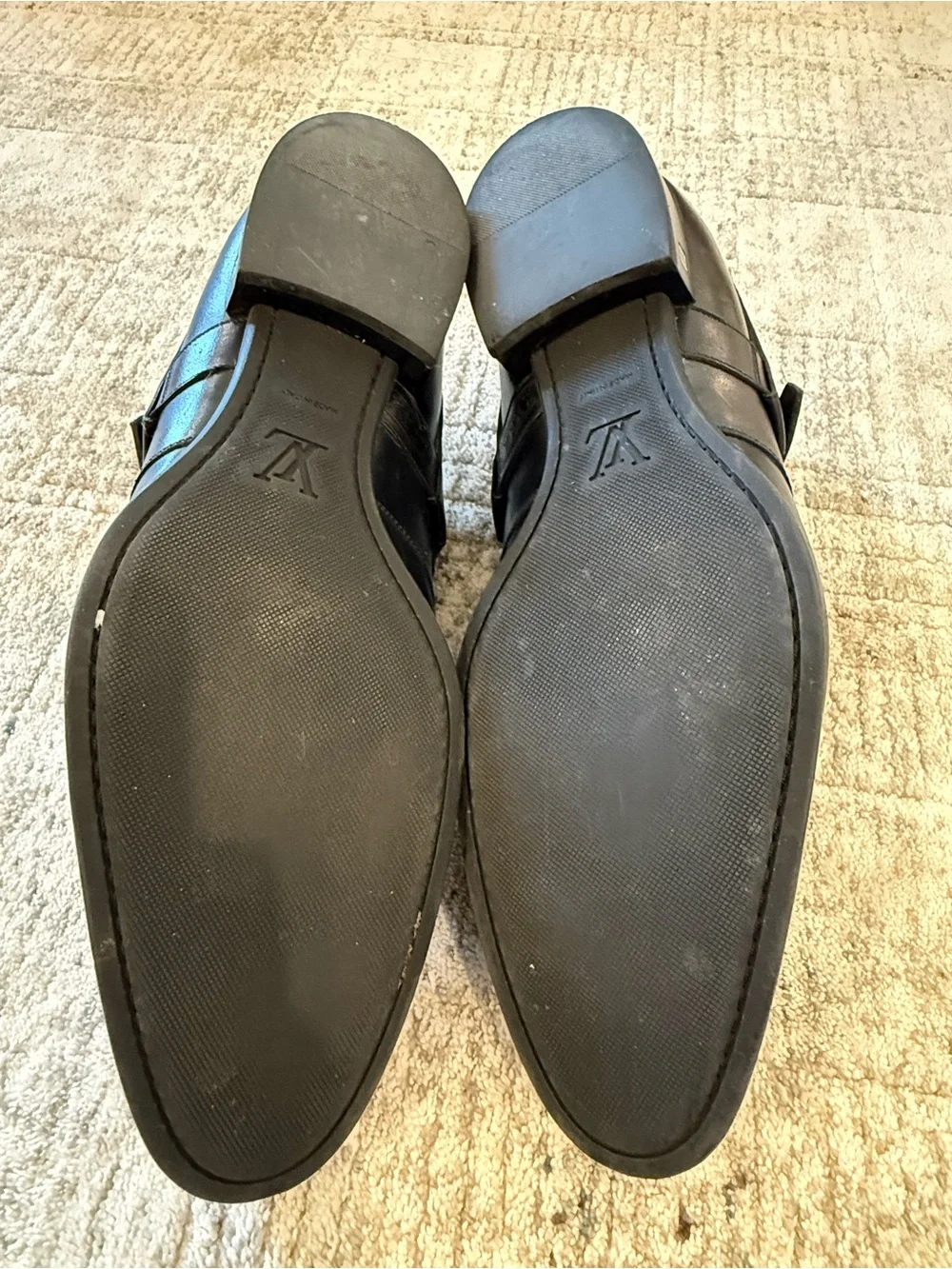 Louis Vuitton Black Leather Single Monk Strap Dress Shoes